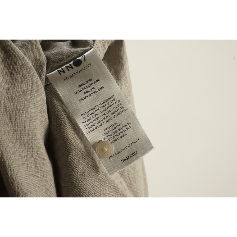 NN07 No Nationality Linen Blend Button Front Shirt Men's XL Beige Short Sleeve - Picture 6 of 11